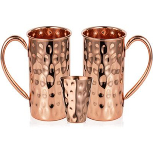 Luxury Hammered Copper Water Pitcher Vintage Style Durable <b>Jug</b> for <b>Drinks</b> Party Use 500-1000ml Metal Pitcher - Product Image 6