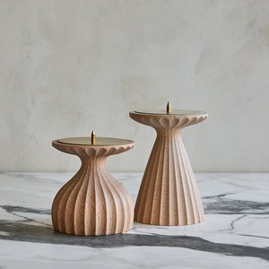 Wooden Candle Holders with Intricate Designs Natural and Black for Home Hotel Restaurant - Product Image 1
