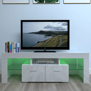 White LED TV Cabinet with Two Drawers Household Decoration Elegant TV Stand - Product Image 3
