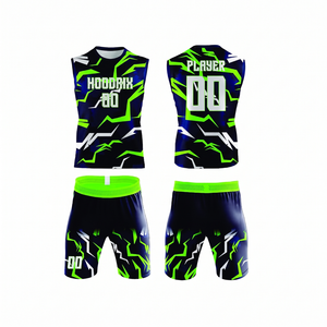 Vente en gros de kits d'uniformes de football américain 7 sur 7, logo personnalisé, nom de l'équipe, numéro, maillot respirant à séchage rapide, ensemble de shorts pour enfants et adultes - Product Image 1