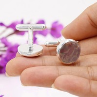 Fruit Jasper Manchetknopen 925 Sterling Zilver Ronde Edelsteen Luxe 10g voor Mannen Bruidsjonkers Huwelijkscadeau Formele Sieraden Hem