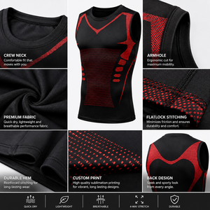 Débardeur de sport personnalisé pour homme, sans manches, compression, fitness, séchage rapide, respirant, léger, performance, entraînement, tricoté - Product Image 3