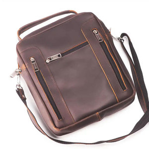 Sac bandoulière en cuir véritable personnalisé, vente en gros, sac messager tendance pour hommes et femmes, idéal pour les voyages et l'usage quotidien - Product Image 1