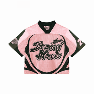 Top de moda unisex de corte holgado de malla, estilo casual oversize, para streetwear, con estampado personalizado, OEM ODM, directo de fábrica, corto - Product Image 3