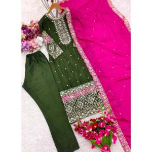 Conjunto de Pent y Dupatta para Fiestas, Salwar Kameez de Poliéster Bordado con Lentejuelas para Uso Festivo - Product Image 6