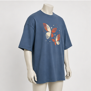 Camiseta Oversize de Algodón 100% con Hombros Caídos y Gráfico de Pétalos, de Secado Rápido y Manga Corta para Hombre, Estilo Casual Contemporáneo - Product Image 3