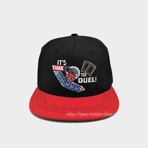Wholesale Two Tone Embroidered Character Logo Snapback Cap Cotton Structured 5 Panel Flat Bill <b>Hat</b> Adjustable Hip Hop Gorras - Product Image 5