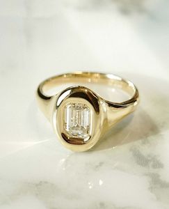 Creative <b>Craft</b> 1.50 Carat Emerald Cut Chunky Band Moissanite Engagement <b>Ring</b> Solitaire 14k Solid Gold Wedding Anniversary Gifts - Product Image 1