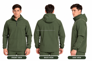 <b>Men</b>’s Lightweight Hooded Pullover half zip Windbreaker <b>Jacket</b> Waterproof Outdoor Sports <b>Running</b> Hiking Training <b>Jacket</b> - Product Image 5