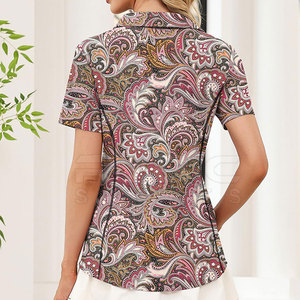 ผู้ผลิตจัดหาเสื้อโปโลพิมพ์ลายสำหรับผู้หญิงแบบสั่งทำพิเศษ ด้วยผ้าคุณภาพดีและการพิมพ์ลายที่สดใสสำหรับเสื้อผ้าสตรี - Product Image 5