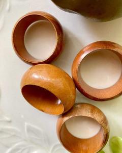 Rustic Style Wooden Napkin Rings Set Handmade Solid Wood Table Decor for Wedding Party - Product Image 3