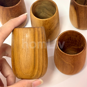 Juego de Vasos de Chupito de Madera de Teca Ecológica Natural OEM, Sostenible, Seguro para Alimentos, Sin Pintura ni Barniz, Halal, Vasos de Madera Personalizados - Product Image 2