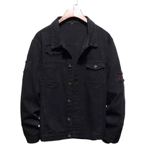 Blouson Bomber en Jean Délavé Vintage pour Homme, Veste Décontractée Tendance, Blouson de Baseball en Jean Personnalisé pour Homme, Veste Streetwear Zippée - Product Image 1