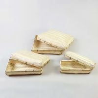 Paniers de rangement en bambou naturel tissés à la main ensemble de paniers rectangulaires pour vêtements ou linge faits avec corde et rotin