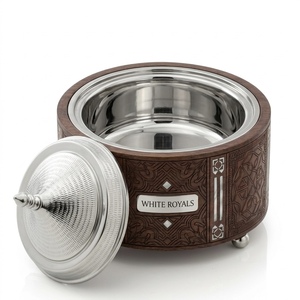 Arabesque Engraved Walnut Wood Finish Durable Eco-Friendly Hotpot Premium Stainless Steel <b>Insulated</b> Casserole Mother Pearl - Product Image 3