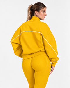 <b>Women's</b> Contrastline Full Zip Tracksuit Two Piece Casual Outfit Relaxed <b>Jacket</b> And Wide Leg Pants Matching Apparel Set Style - Product Image 4