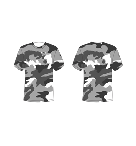 Camiseta Deportiva Ligera de Manga Corta Sublimada Personalizada con Patrón de Camuflaje Gris Urbano y Blanco, Fabricante - Product Image 1