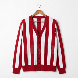 Cardigans d'hiver élégants et respirants en acrylique bicolore rouge et blanc HMR Sisterhood Sorority - Product Image 5