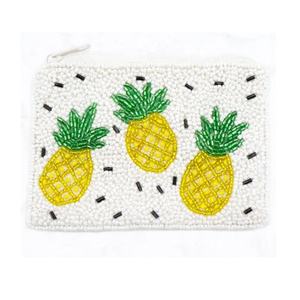 Monedero Mini Portátil de Tela Hecho a Mano con Diseño de Piña con Cuentas y Cierre de Cremallera, Ecológico y Duradero - Product Image 2