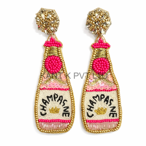 Pendientes de cuentas de cristal rosa claro hechos a mano, estilo bohemio, para mujer - Product Image 2