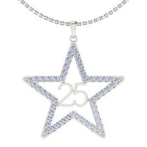 Silver Star 25 Year Anniversary <b>Necklace</b> Women Elegant Crystal Pendant Jewelry Statement Accessory Gift Daily Wear Premium - Product Image 6