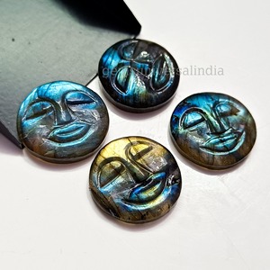 Labradorita Natural con Destello Azul, Tallado de Cara de Luna, 20mm, Gema Lisa, Venta al por Mayor para Fabricación de Joyas, Cristal Curativo y Artesanía - Product Image 6