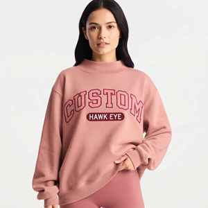 Sudadera con cuello alto estilo universitario personalizado, corte holgado, hombros caídos, cuello acanalado alto, sudaderas con cuello alto personalizadas - Product Image 1