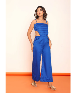 Combinaison plissée pour femme avec bretelles réglables, taille haute, coupe ajustée, pantalon large, élégante pour les soirées, les occasions spéciales, le quotidien - Product Image 1