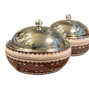 Wholesale Kashmiri Papier Mache Casserole Stainless Steel Hot Pot Insulated Serving Bowl Double Walled Thermal Food <b>Warmer</b> - Product Image 2