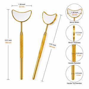 Miroir de maquillage de luxe en or avec poignée texturée, finition personnalisée - Product Image 4