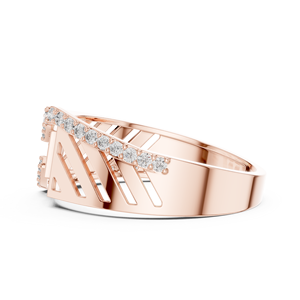 Anillo de Diamantes Cultivados en Laboratorio para Hombre DYNASTY WAVE, Oro Rosa de 18 Quilates con Baño de Rodio, Estilo Minimalista, para Boda, Compromiso, Regalo, Uso Diario - Product Image 3