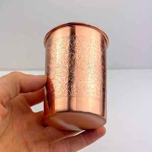 Gobelet à eau en cuivre ayurvédique, finition martelée, verre à boisson, tasse bien-être, vaisselle de cuisine, vente en gros - Product Image 4