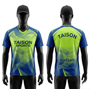 Camiseta de Tenis de Mesa para Hombre, 160 GSM, Poliéster Premium Interlock, Diseño de Panel Raglán Azul Lima, Impresión por Sublimación Personalizada - Product Image 1