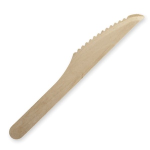 Couteau à découper en bois de bouleau écologique pour services de restauration moderne, couteau jetable de 155 mm pour livraison de repas et plats à emporter 2026 - Product Image 1