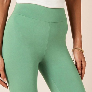 Leggings de yoga taille haute sans couture pour femme, longueur intégrale, vert uni, extensibles, avec taille élastique, pour entraînement et sport - Product Image 3