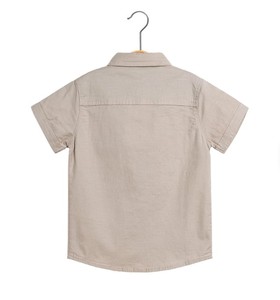 Camisa de algodón Oxford de manga corta con bolsillo y logotipo de pony para niños, estilo casual preppy, cuello vuelto. - Product Image 6