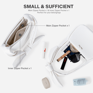 Bolso de Mano Pequeño de Cuero Vegano para Mujer con Cierre, Bolsos de Hombro Blancos para Mujer - Product Image 4