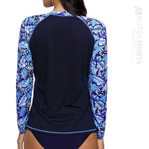 Custom Women Lightweight Quick-Dry Rash Guard Bra <b>Long</b> Sleeve Print UV Protected for <b>Beach</b> Activities - Product Image 2