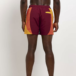 Short de bain décontracté pour homme à blocs de couleur, séchage rapide, taille à cordon de serrage, design à empiècements, longueur courte - Product Image 2