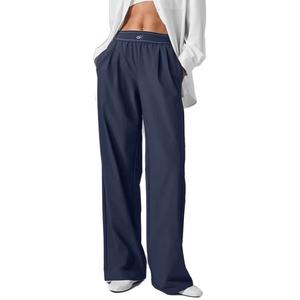 Pantalon classique pour femme, coupe droite, respirant, écologique, longueur cheville, en polyester et coton, pour l'été - Product Image 3