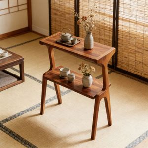 Tavolino Consolle a Due Piani con Scaffale Portaoggetti, Tavolino da Caffè per Spazi Ristretti - Product Image 2