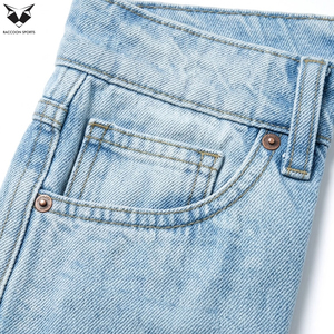 Shorts de mezclilla de cintura alta para hombre, con efecto desgastado, dobladillo sin rematar, rasgados, estilo casual vintage, ajuste slim, para verano - Product Image 5