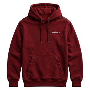 <b>Men's</b> <b>Burgundy</b> <b>Hoodie</b> Fleece Sweatshirt Regular Fit Solid Color Casual 100% Cotton French Terry Pocket Winter Wear - Product Image 1