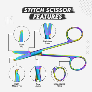 Trousse de Premiers Secours et de Pratique Clinique Infirmière avec Ciseaux à Pansements Bleus en Titane, Ciseaux à Coupes de Suture et Pinces à Moustiques - Product Image 5