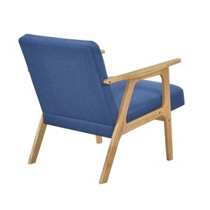 Poltrona Moderna in Tessuto Blu con Struttura in Legno di Gomma Naturale, Arredamento Contemporaneo per Soggiorno - Product Image 6