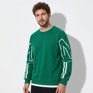 Sweat-shirt vert à col rond pour homme, manches raglan, imprimé lettres, pull décontracté, coupe classique, pour l'automne, fabriqué de manière écologique pour l'hiver - Product Image 4