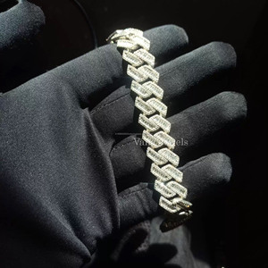 Pulsera de eslabones cubanos de moissanita Hip Hop personalizada de 15MM Premium con piedras DEF VVS en plata de ley 925 para compradores mayoristas - Product Image 4