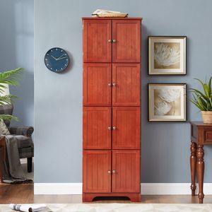 8-Door 72.4\" Tall Storage Cabinet with 4 <b>Shelves</b> Stylish Bookshelf for Living Room <b>Kitchen</b> Dining Room or Office - Product Image 1