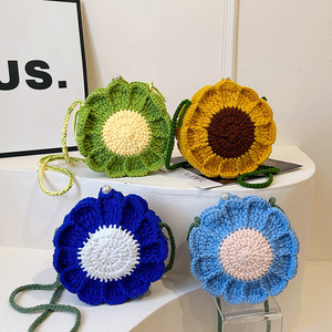 Customized Knitted Yarn <b>Crocheted</b> Floral Women's Shoulder Crossbody <b>Bag</b> 2026 New Style Handmade Cotton Hand <b>Bag</b> - Product Image 5
