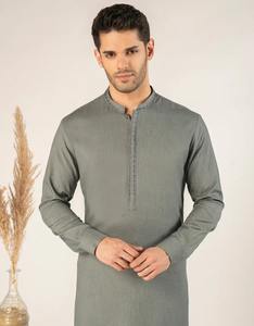 Traje Shalwar Kameez para Hombre, Diseño 2026, Verano, Casual, Algodón, Manga Larga, Patrón Liso, Transpirable, para Uso Diario, Hecho en Fábrica - Product Image 2